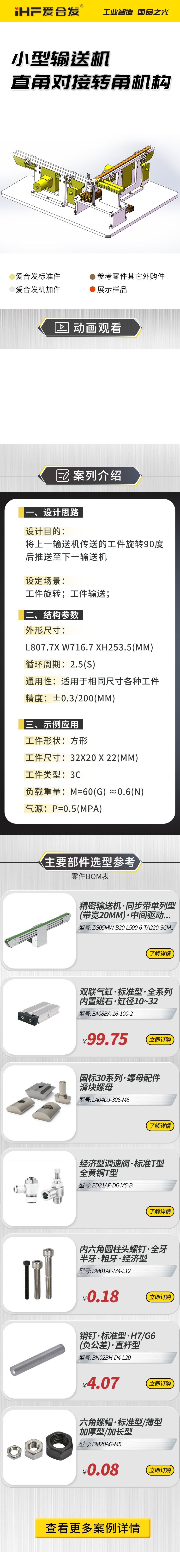 愛合發案例介紹：小型輸送機直角對接轉角機構